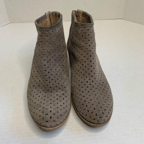 Lucky Brand Bergyn Taupe Suede Perforated Booties - Picture 3 of 14